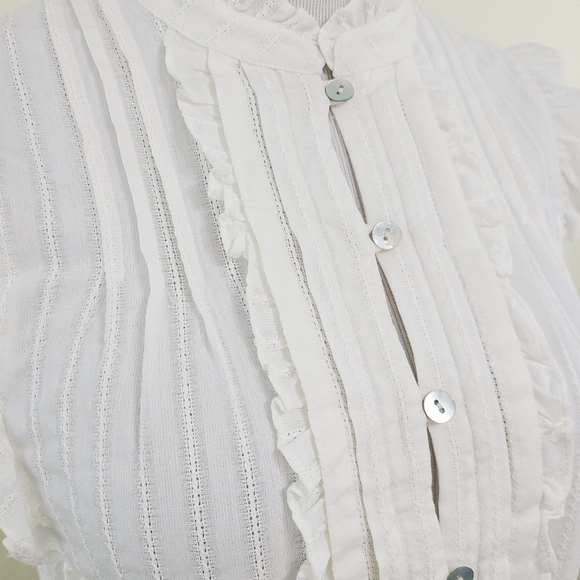 Plenty by Tracy Reese cropped ruffled top ivory white coquette womens size small - Picture 5 of 8